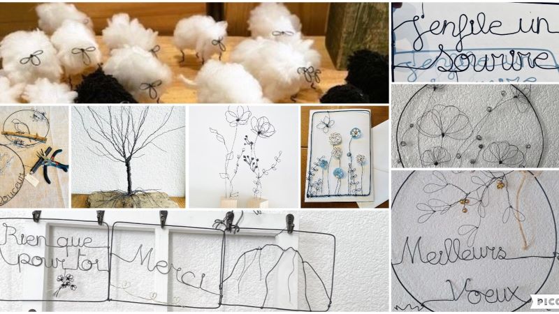 Pièce décorative sculptée en fil de fer recuit lors d'un atelier créatif à Bulle